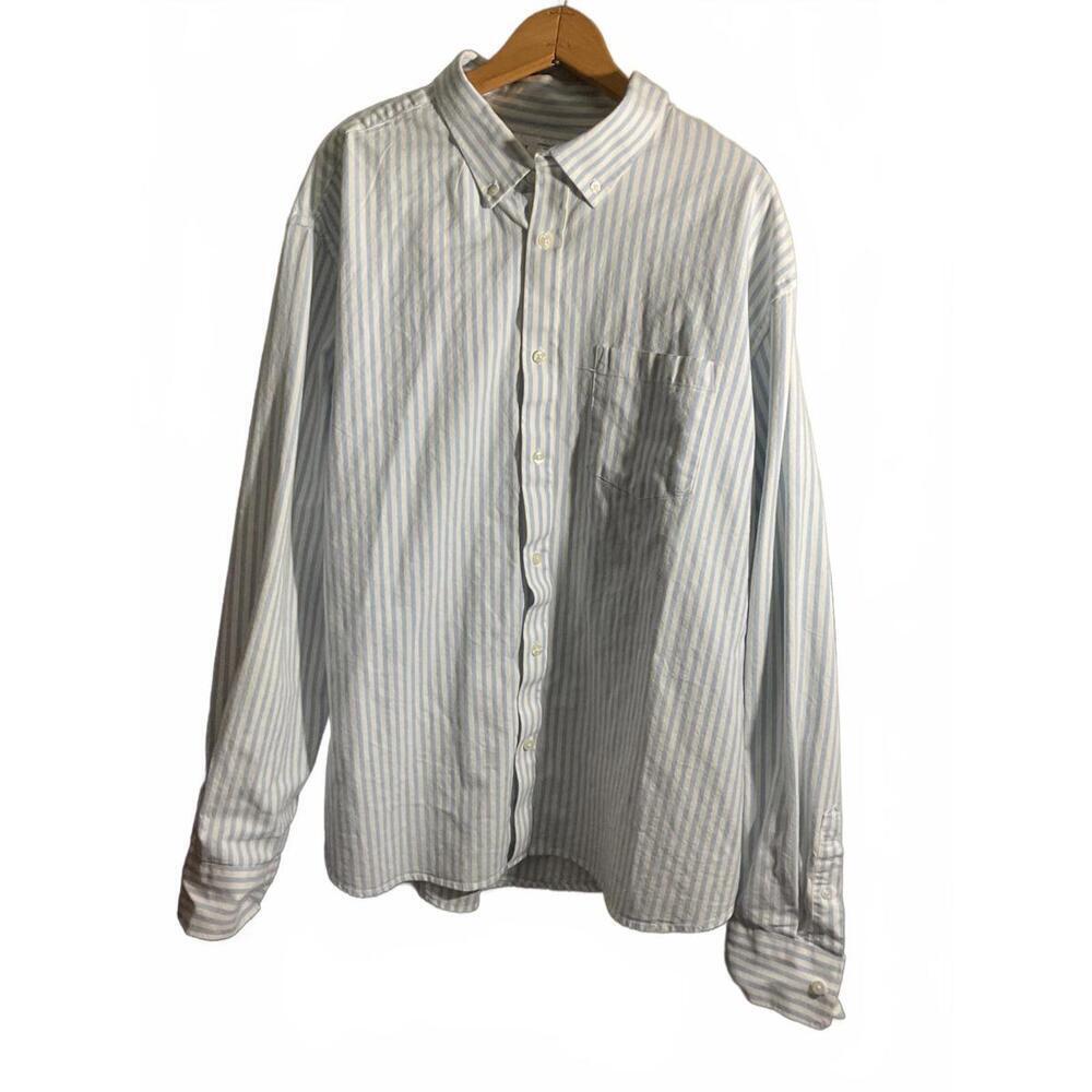 Old Navy Woman's Casual Light Blue Striped Button-Up Shirt XXXL
